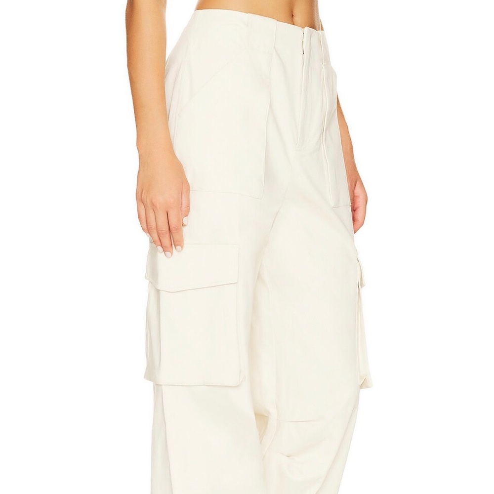 Revolve L’ACADEMIE Stretch Cotton Cargo Pants in Khaki Beige Cream